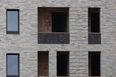 Neubauprojekt in Coerde: Wohnungsbau am Kiesekampweg. Fassadendetail.