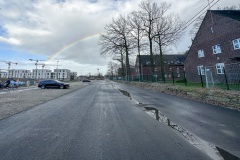 York-Quartier in Gremmendorf im März 2023. Rechts die alten Bestandsgebäude, links der Bereich Gartenwohnen.