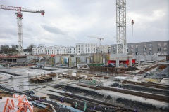 York-Quartier in Gremmendorf im März 2023. Die Baugrube gehört zum künftigen Gremmendorf Zentrum, hier vom Albersloher Weg aus gesehen.
