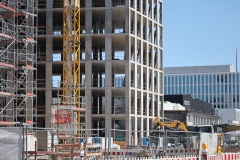 Der Fiege-Neubau an der B-Side des Hafens in Münster im April 2023.