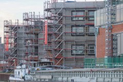 Das Bürogebäude am Dreieckshafen Ende August 2025.