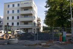 Wohnungsbau am Ermlandweg in Kinderhaus. Rechts im Bild die Grevener Straße.