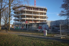 Der Forschungscampus Ost am Coesfelder Kreuz: Hier entsteht der 14-geschossige Turm des UKM-Servicezentrums.