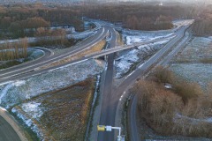 Januar 2024: Neubau der B51 am Knotenpunkt Warendorfer Straße/Mondstraße. In der Bildmitte verläuft die B51, rechts oben ist die Auffahrt von der Warendorfer Straße auf die B51 zu sehen, unten rechts die Abfahrt Richtung Münster. 
