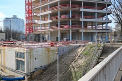 März 2024: Service-Zentrum des UKM in Münster - hier entsteht der 14-geschossige Turm. 